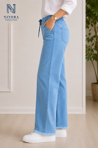 Nivora Collections | Light Blue Wide Leg Jeans for Women